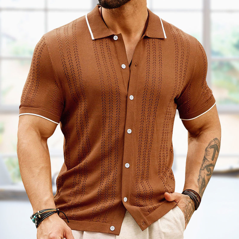 Short-sleeved Polo Shirt Button Lapel Top Fashion Men's Clothing