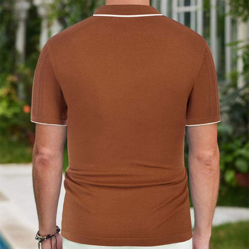 Short-sleeved Polo Shirt Button Lapel Top Fashion Men's Clothing