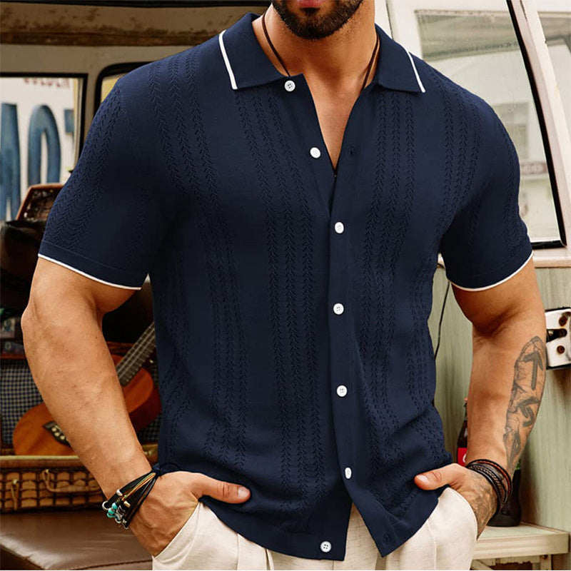 Short-sleeved Polo Shirt Button Lapel Top Fashion Men's Clothing