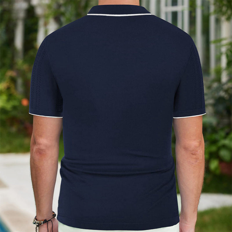 Short-sleeved Polo Shirt Button Lapel Top Fashion Men's Clothing