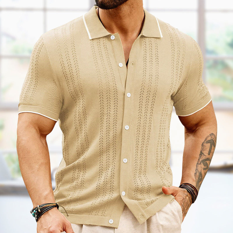 Short-sleeved Polo Shirt Button Lapel Top Fashion Men's Clothing